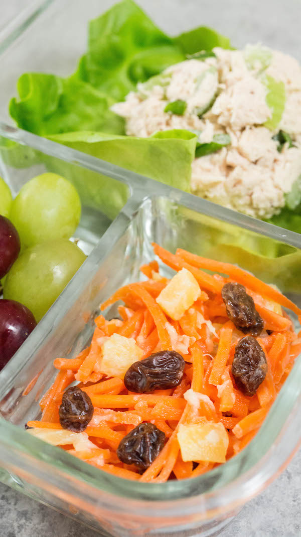 Tuna Meal Prep Box with Carrot & Raisin Salad