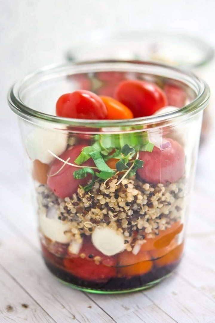 Caprese Quinoa Mason Jar Salad - College Meal Prep Recipes