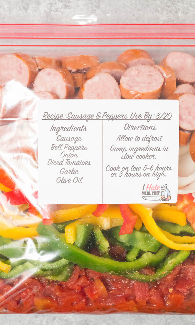 Freezer Crockpot Sausage & Peppers Recipe