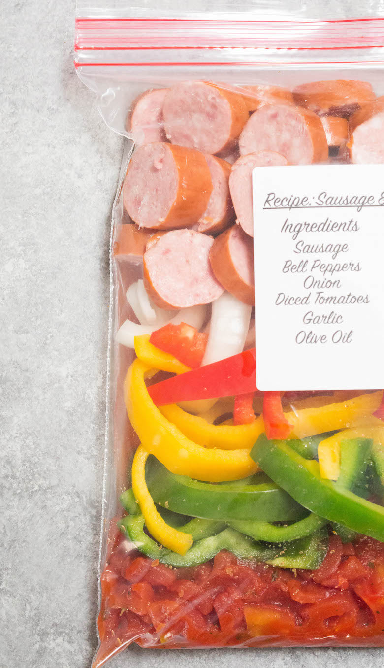 Freezer Meal Prep: Sausage & Peppers Ingredients