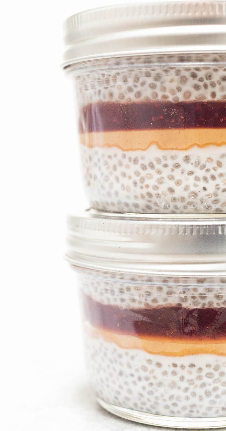 Peanut Butter & Jelly Chia Seed Pudding Breakfast Meal Prep
